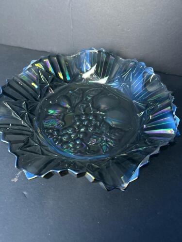 Iridescent Pressed Glass Fruit Pattern Bowl