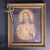 Framed Sacred Heart of Jesus Print and Metal Crucifix
