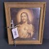 Framed Sacred Heart of Jesus Print and Metal Crucifix - 9