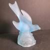 Frosted Blue Glass Bird Figurine in Art Deco Style