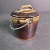 Miniature Glazed Stoneware Pot With Lid and Metal Handle - 2