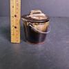 Miniature Glazed Stoneware Pot With Lid and Metal Handle - 5