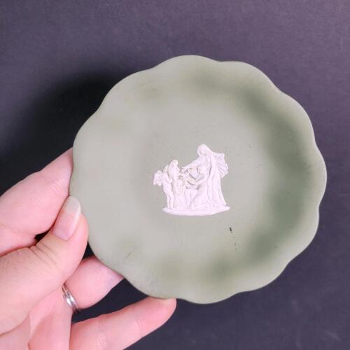 Green Jasperware-Style Trinket Dish With Classical Relief