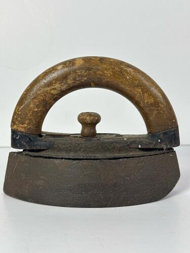 Antique Sad Iron with Wooden Handle