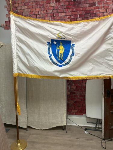 Massachusetts State Indoor Presentation Flag with Stand