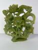 Carved Faux Jade Sculpture of Lotus Flowers and Corn