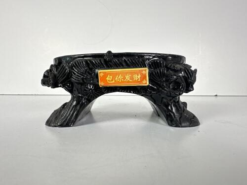 Carved Black Stone Dragon Motif Stand