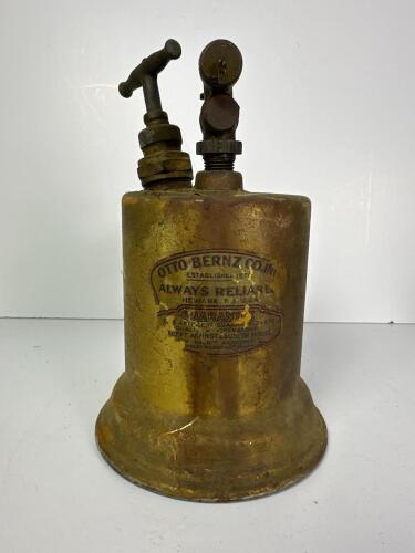 Otto Bernz Co. Brass Blow Torch with Wooden Handle