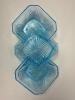 Blue Pressed Glass Hexagonal Bowls, Early American Pattern-Style - 2