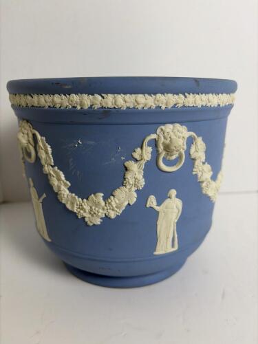 Wedgwood Blue Jasperware Cachepot with Classical Motifs
