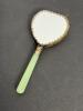 Very Small Chinese-Style Hand Mirror With Jade Handle and Painted Portrait