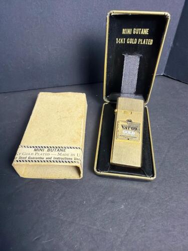 VAT 69 Gold 14kt Gold Plated Mini Butane Lighter