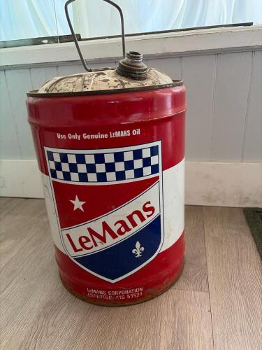 LeMans Gasoline Can Vintage Metal Oil Drum