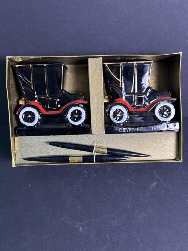 Windsor Bookends Desk Set Chevrolet 1913 Car Motif