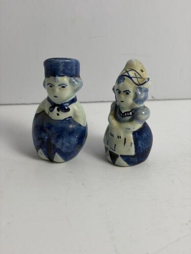 Pair of Delft-Style Blue and White Ceramic Figurine Shakers