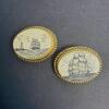 Scrimshaw-Style Jewelry Group, Gold-Tone Brooches, Pendant, Earrings - 2