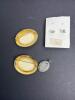 Scrimshaw-Style Jewelry Group, Gold-Tone Brooches, Pendant, Earrings - 4