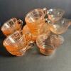 Mixed Pink Glass and Depression Tea Cups and Saucers - 8