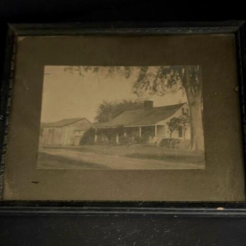 Framed Antique Photograph of House and Barn, Early 20th Century-Style