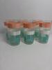 Mid-Century Modern-Style Glass Tumblers With Pink and Teal Bands