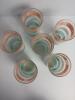 Mid-Century Modern-Style Glass Tumblers With Pink and Teal Bands - 3
