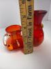 Hand-Blown Art Glass Vase and Pitcher, Crackle Amberina-Style - 8