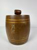 Wooden Barrel-Form Lidded Container With Striped Inlay - 2