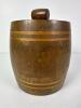 Wooden Barrel-Form Lidded Container With Striped Inlay - 3
