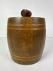 Wooden Barrel-Form Lidded Container With Striped Inlay - 4
