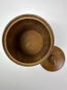 Wooden Barrel-Form Lidded Container With Striped Inlay - 7
