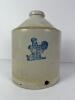 Stoneware Chicken Feeder With Blue Rooster Design
