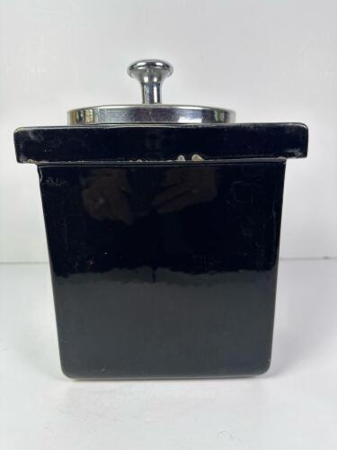 Hall R-33 Black Ceramic Canister with Metal Lid and Ladle