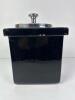 Hall R-33 Black Ceramic Canister with Metal Lid and Ladle