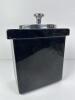 Hall R-33 Black Ceramic Canister with Metal Lid and Ladle - 4