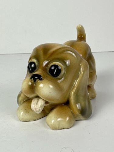Vintage Ceramic Puppy Figurine with Large Eyes