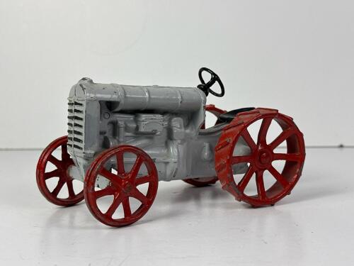 Vintage Cast Iron Toy Tractor with Red Spoked Wheels