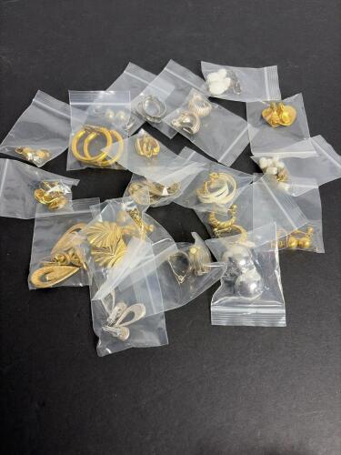 Assorted Vintage Costume Clip-On and Hoop Earrings