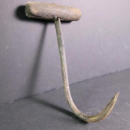Antique Iron and Wood Ice Block Hook