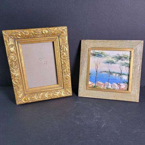 Ornate Gilt Frame and Framed Coastal Landscape Painting