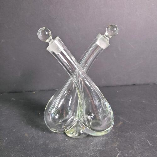 Crossed Crystal Oil and Vinegar Cruet Set