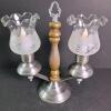 Double Hurricane Lamp-Style Electric Table Candelabra