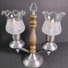 Double Hurricane Lamp-Style Electric Table Candelabra - 3