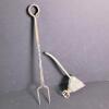 Antique Forged Iron Fork and Metal Oil Lamp Wick Trimmer