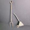 Antique Forged Iron Fork and Metal Oil Lamp Wick Trimmer - 2