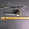 Antique Forged Iron Fork and Metal Oil Lamp Wick Trimmer - 6