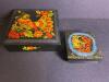 Two Hand-Painted Russian-Style Lacquer Boxes with Folk Motifs