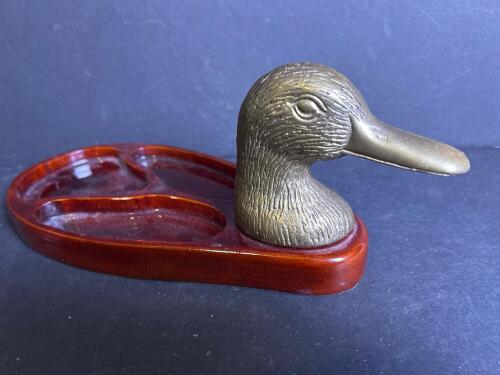 Duck Head Brass and Wood Change Tray