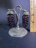 Grape Cluster Glass Salt and Pepper Shakers with Stand - 6