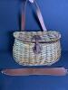 Woven Creel Basket with Leather Strap