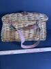 Woven Creel Basket with Leather Strap - 4